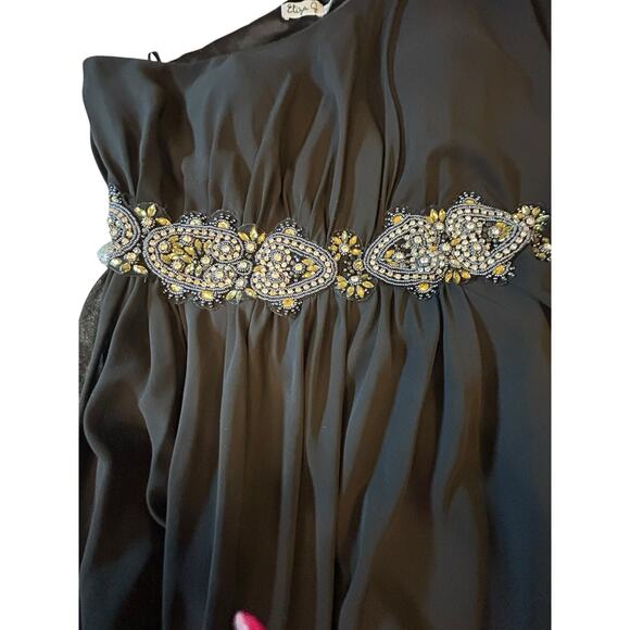 Eliza J One-Shoulder Cocktail Mini Dress in Black - Size 6 - Picture 13 of 15